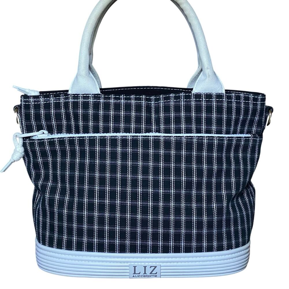 Y2K Londoncore Preppy Academia Chic Liz Claiborne Black & White Plaid Purse